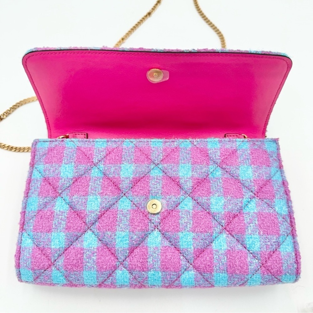 Versace Medusa Quilted Tweed Wallet/Crossbody with Lambskin Leather Interior NWT - Picture 6 of 12